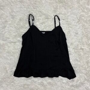 NWT cute glam summer American Eagle black ruffle tank top Size L